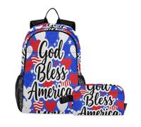miaozhen School Bag For Boy Cat Graffiti God Bless Americas Patriotic Usa 18L/Boys School Backpack With Lunch Box,10-12,caja de almuerzo para ni?os