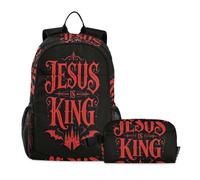 miaozhen School Bag For Boy Cat Graffiti Is King Gothic Red Black 18L/Backpack For Boys With Lunch Box,9-10 years,mochilas escolares para ni?as con lonchera