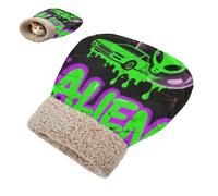 miaozhen Sleeping Bag Covered Cat Bed for Cats Graffiti Cool Doodle Aliens Tunnel Hideaway Cold Weather Cozy Washable casas para gatos