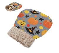 miaozhen Sleeping Bag Covered Cat Bed for Puppy Dog Cats Halloween Yellow Pumpkin Witch Hat Kitten's Hideaways Cold Weather Soft & Safe Self Warm sleeping para gatos