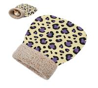 miaozhen Sleeping Bag for Cat for Indoor Cats and Mini Dogs Leopard Print Purple Yellow Kitten's Hideaways Cold Weather Soft Washable cama para gatos en la ventana