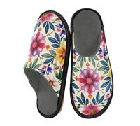 miaozhen Slipper For Women Fashion European Flower Colorful Womens Indoor Slipper Memory Foam Home Shoes Womens Home Slippers Bed Slippers 5.5
