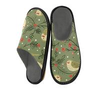 miaozhen Slippers For Women Olive Green Six Playful Kea Holly Women Slippers Indoor Memory Foam Home Shoes Soft House Slippers For Women Cozy Women'S Slippers 6.5