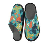 miaozhen Slippers Womens Tropical Plants Gorilla Women Warm Slippers Indoor Memory Foam Home Shoes House Slipper Cozy Women'S Slippers 6.5