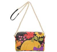 miaozhen Small Crossbody Bags For Women Vegan Leather Hello Fall Autumn Pumpkin Flower Women's Purses Waterproof Ladies Shoulder Handbags
