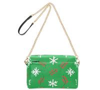 miaozhen Small Crossbody Bags For Women Vegan Leather Merry Christmas White Snowflake Holly Women's Purses Zip Shoulder Handbags