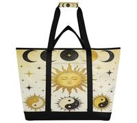 miaozhen Soft Sided Cooler Bag Keeps Food Hot or Cold Portable Travel Insulated Bag for Everyday Use Groceries Food Delivery Shopping Mystical Tarot Card Sun Moon