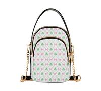 miaozhen St Patricks Day Lucky Shamrock Leaf Pink Bow trendy quilted crossbody bags with multi pockets handbag for ladies bolso cruzado para mujer