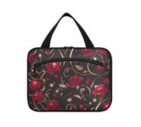 miaozhen Stained Glass Crimson hanging toiletry kit with hook, designer chic for essentials for women bolsa de maquillaje para mujer L, stained glass Crimson, Modern