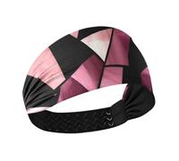 miaozhen Stained Glass Pink Black Valentines Cooling workout headbands for women Stretchy sweatband for Volleyball washing face Running Volleyball bandas para el sudor