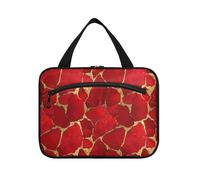 miaozhen Stone Texture Red Gold Valentines hanging toiletry bag for men with hook, designer chic for travel must haves bolsos para hombre L, stone texture red gold Valentines, Modern
