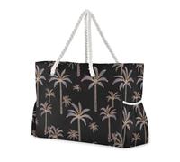 miaozhen Sturdy beach bag for cruise with zipper Gothic Style Palm Tree Pearl Futuristic work tote bags for women for Travel Gym Vacation