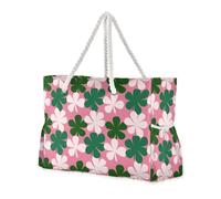 miaozhen Sturdy beach bag large with zipper Northern Ireland Clover Leaf Pink Green large tote bags for women with cup holders on the side