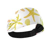 miaozhen Style Coral Starfish Shells Animals Soft Green Yellow Moisture Wicking headbands for women's hair Elastic sweatbands for basketball Cycling Yoga Yoga cintas para el cabello de