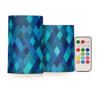 miaozhen Teal Royal Blue Flickering flameless Candles Candles with Timer Waterproof Electronic Lights Mystique Led for Wedding Battery Operated Votive 2-Piecing Set