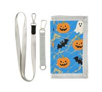 miaozhen The Terrifying Blue Halloween Bat trifold tri fold wallet for men for credit cards minimalist sturdy tri fold wallet men with lanyard carteras para hombre