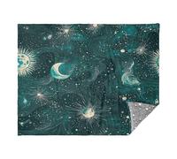 miaozhen Throw Blanket For Couch Green Gold Tarot Astrology Moon Living Room Blankets 50 x 70 Inch