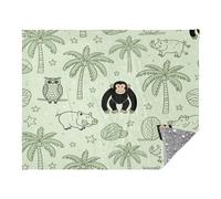 miaozhen Throw Blanket For Couch Wild Animal Monkey Pig Coconut Tree Ark Green Blanket Throw 50'' x 70''