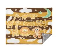 miaozhen Throw Blanket For Sofa Living Room Cute Giraffe Monkey Stripe Brown Orange Teen Girl Throw Blanket 50 x 70 Inch
