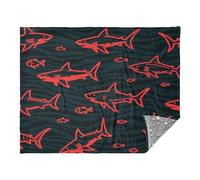 miaozhen Throw Blankets For Bed Angry Animal Shark Fish Red Black Blankets For Adults 50 x 70 Inch