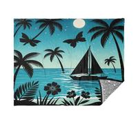 miaozhen Throw Blankey Night Sea Shore Tree Boar Black Couch Throws 50 x 70 Inch