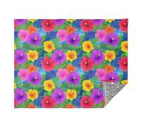 miaozhen Throw Covers Hawaiian Style Tropical Flowers Palm Leaves Bright Neon Colors Women's Blanket 50 x 70 Inch