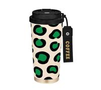miaozhen Travel Coffe Tumbler With Lid Leopard Print Green Cream Insulated Travel Cup Stainless Steel For Hot Cold Drinks 17 oz Leak Proof