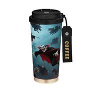 miaozhen Travel Coffee Tumblers For Women With Lid Halloween Vampire Creepy Coffee Cup Stainless Steel For Hot Cold Drinks 17 oz Spill Proof
