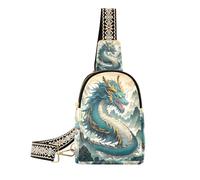miaozhen Trendy Mountain Clouds Chinese Dragon Green travel sling bag fashion crossbody fanny packs chest for hiking, Mountain Clouds Chinese Dragon Green