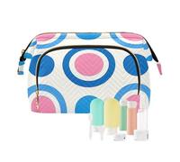 miaozhen Trendy Polka Dot Peach Blue Hanging Travel Toiletry Bag Portable Change Purse for Personal Items Organizer cosmetiqueras para, Trendy Polka Dot Peach Blue, Modern