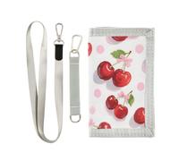 miaozhen Trifold Card Holder Wallet for Men Lovely Red Cherry Bow Polka