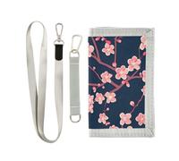 miaozhen Trifold Card Wallets for Men Cherry Blossom Peach Blue