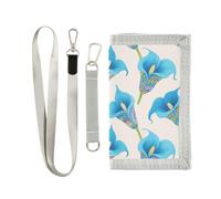 miaozhen Trifold Mens Small Wallet Blue Calla Lilies