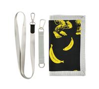 miaozhen Trifold Mens Trifold Wallet Angry Monsters Bananas Black Yellow