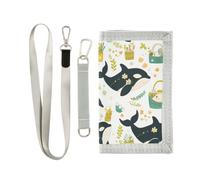 miaozhen Trifold Mens Trifold Wallet Cartoon Orca Green Holiday