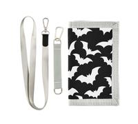 miaozhen Trifold Mens Trifold Wallet Halloween Bat Black and White