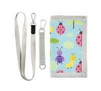 miaozhen Trifold Mens Trifold Wallet Happy Tiny Garden Light Blue | minimalistic,holder with money clip with lanyard,for travel,cartera para hombre