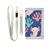 miaozhen Trifold Mens Wallet Axolotl Sea Coral Navy Pattern