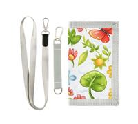 miaozhen Trifold Travel Wallet for Men Cartoon Cute Butterflies Flowers