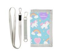 miaozhen Trifold Travel Wallet for Men Cute Unicorns Pink Blue Rainbow