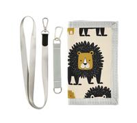 miaozhen Trifold tri fold Wallet for Men Lion Vanilla Gold and Black | simple,mens slim wallet with lanyard,cool gifts,cartera para hombre
