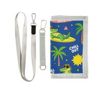 miaozhen Trifold Wallet Card Holder Surfing Crocodiles Tropical Summer