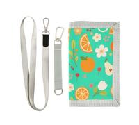 miaozhen Trifold Wallet Slim Orange Pear Floral Texture Green