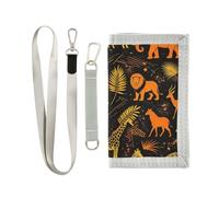 miaozhen Trifold Wallet with Money Clip Wild Animal Lion Giraffee Orange