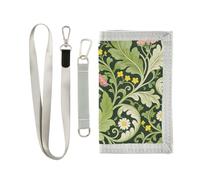 miaozhen Trifold Wallets for Men Pink Carnation Green Leaves William