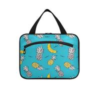 miaozhen Turquoise Fruit Pineapple Banana hanging cosmetic travel bags with hook, designer chic for travel must bolso viajero para mujer L, turquoise fruit pineapple banana, Modern