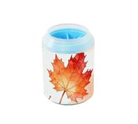 miaozhen Watercolor Maple Orange Reusable Paw Cleaner Cup Silicone Brush Soft Feet Grooming Supplies Suitable for Small, Medium, Large Breed Dogs limpiador de Patas para perro