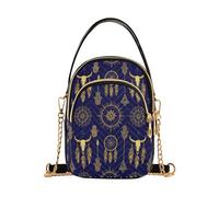 miaozhen Western Boho Bull Skull Aztec Dark Blue trendy womens crossbody purse with multi pockets handbags for running bolso cruzado para mujer