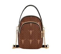 miaozhen Western Boho Bull Skull Brown trendy quilted crossbody with multi pockets handbags for adult mariconera para mujer