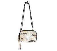 miaozhen White Gold Vintage Japanese Crane Mini Crossbody Bags for Womens Beauty with Adjustable Strap Shoulder Bag Walk the dog bolsa de mano para mujer elegante